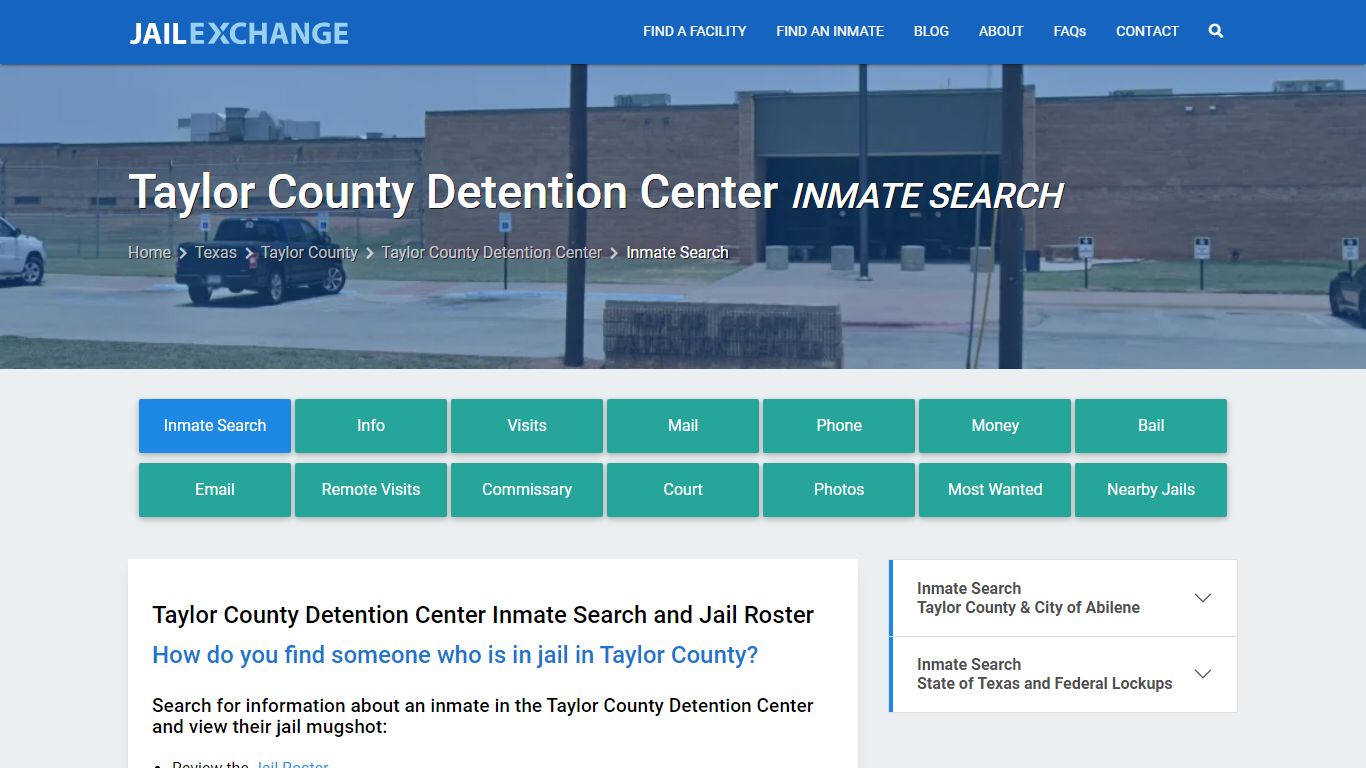 Inmate Search: Roster & Mugshots - Taylor County Detention Center, TX